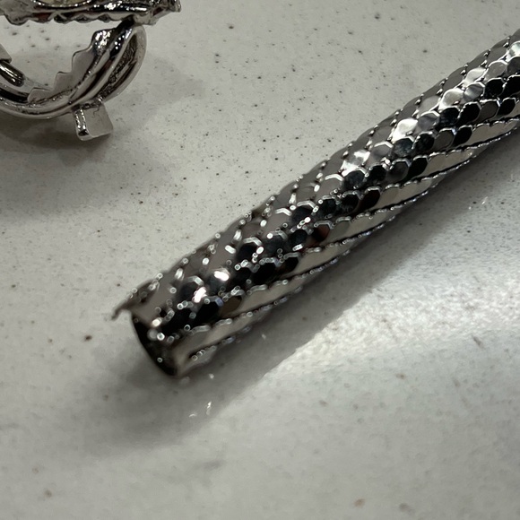 Vintage Silver Mesh Snake Necklace/Belt Crystals Eyes Head Designer 38” - Picture 9 of 10